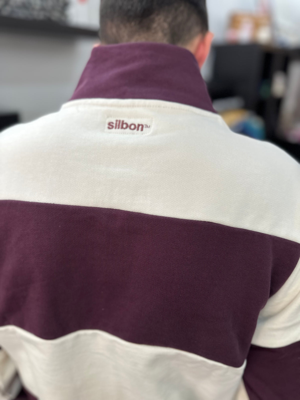 Sudadera Silbon Burdeos y beige con cuello cremallera (copia)