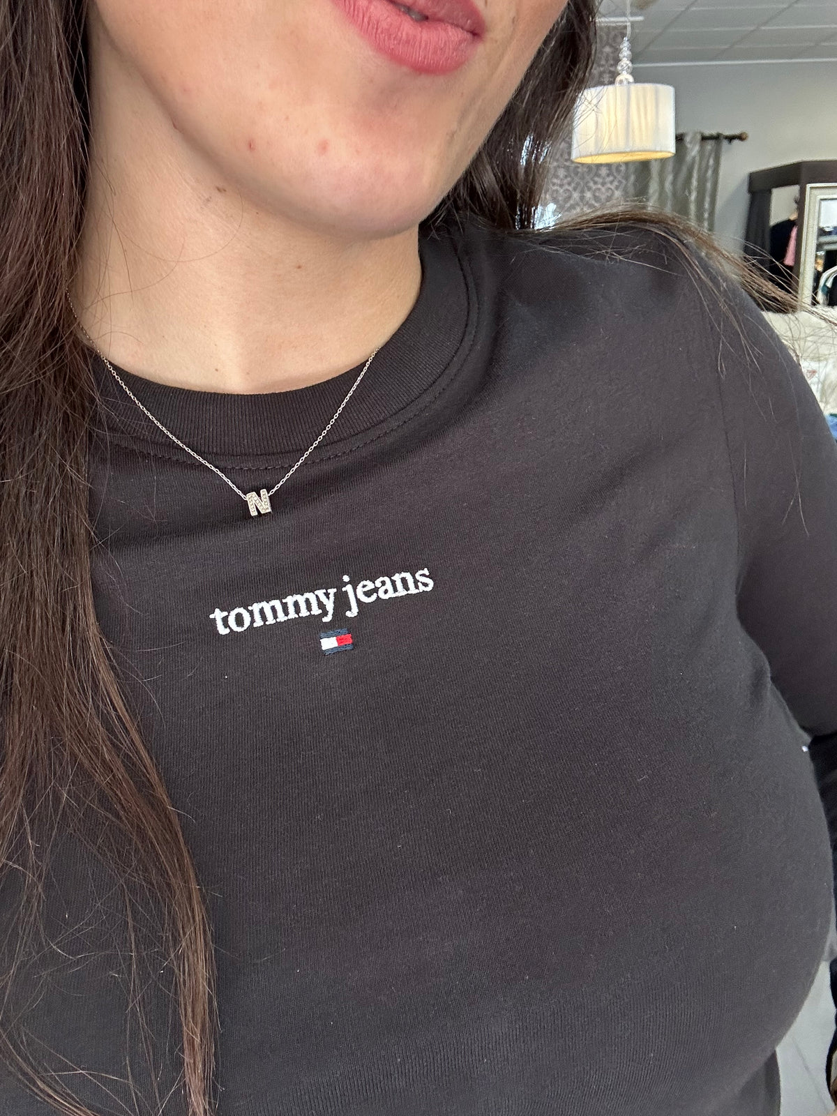 Camiseta Tommy manga larga negra algodon