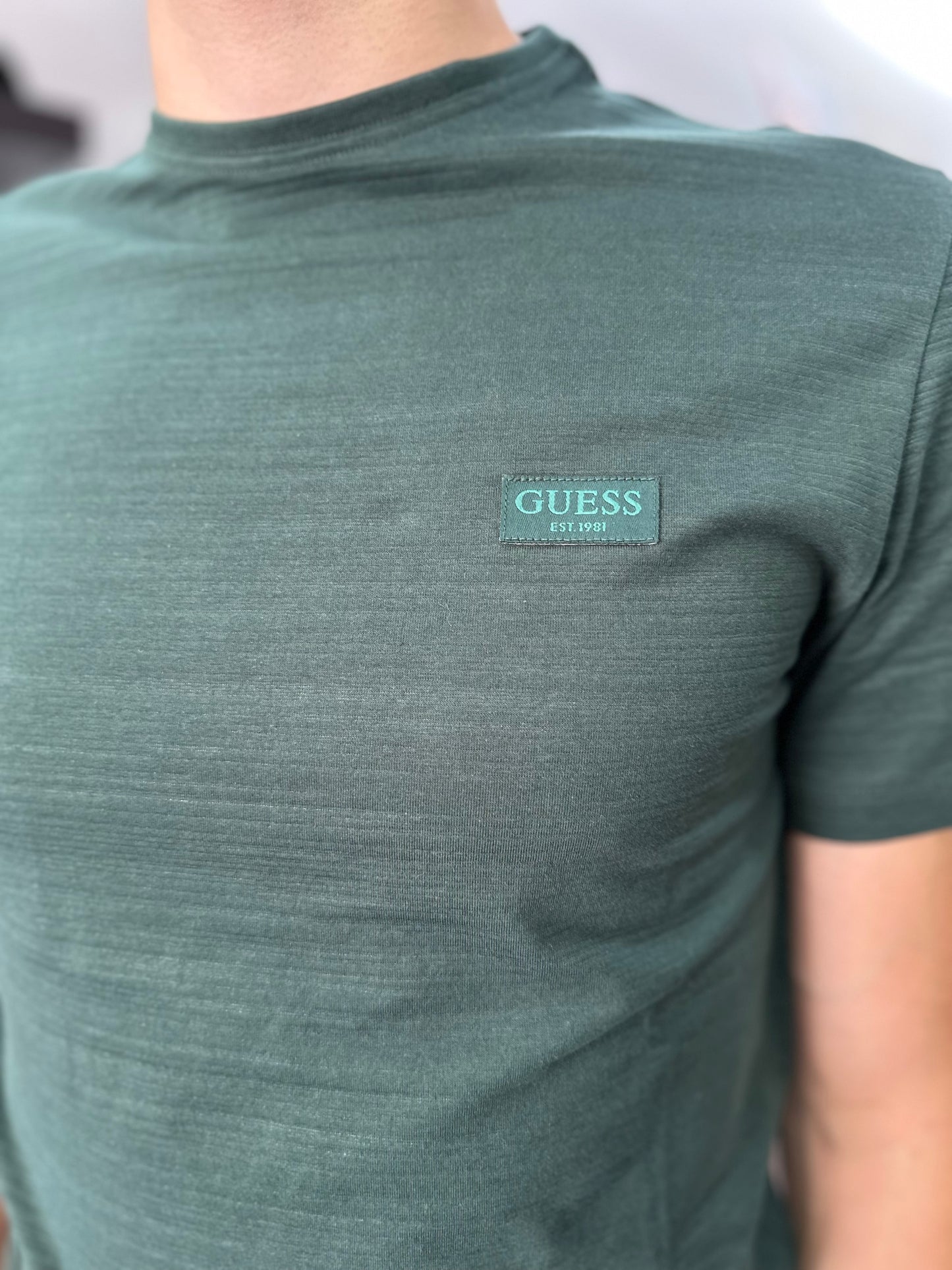 Camiseta Guess verde logo bordado