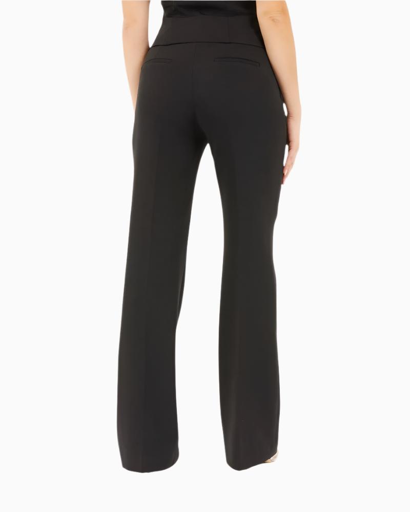 PANTALÓN GUESS PALAZZO DE TRAJE NEGRO DE PIERNA ANCHA Y BOLSILLOS CHINOS MUJER