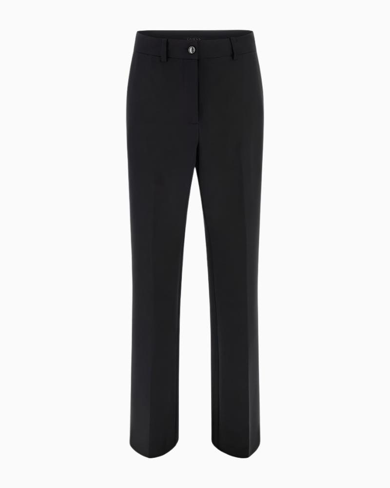 PANTALÓN GUESS PALAZZO DE TRAJE NEGRO DE PIERNA ANCHA Y BOLSILLOS CHINOS MUJER