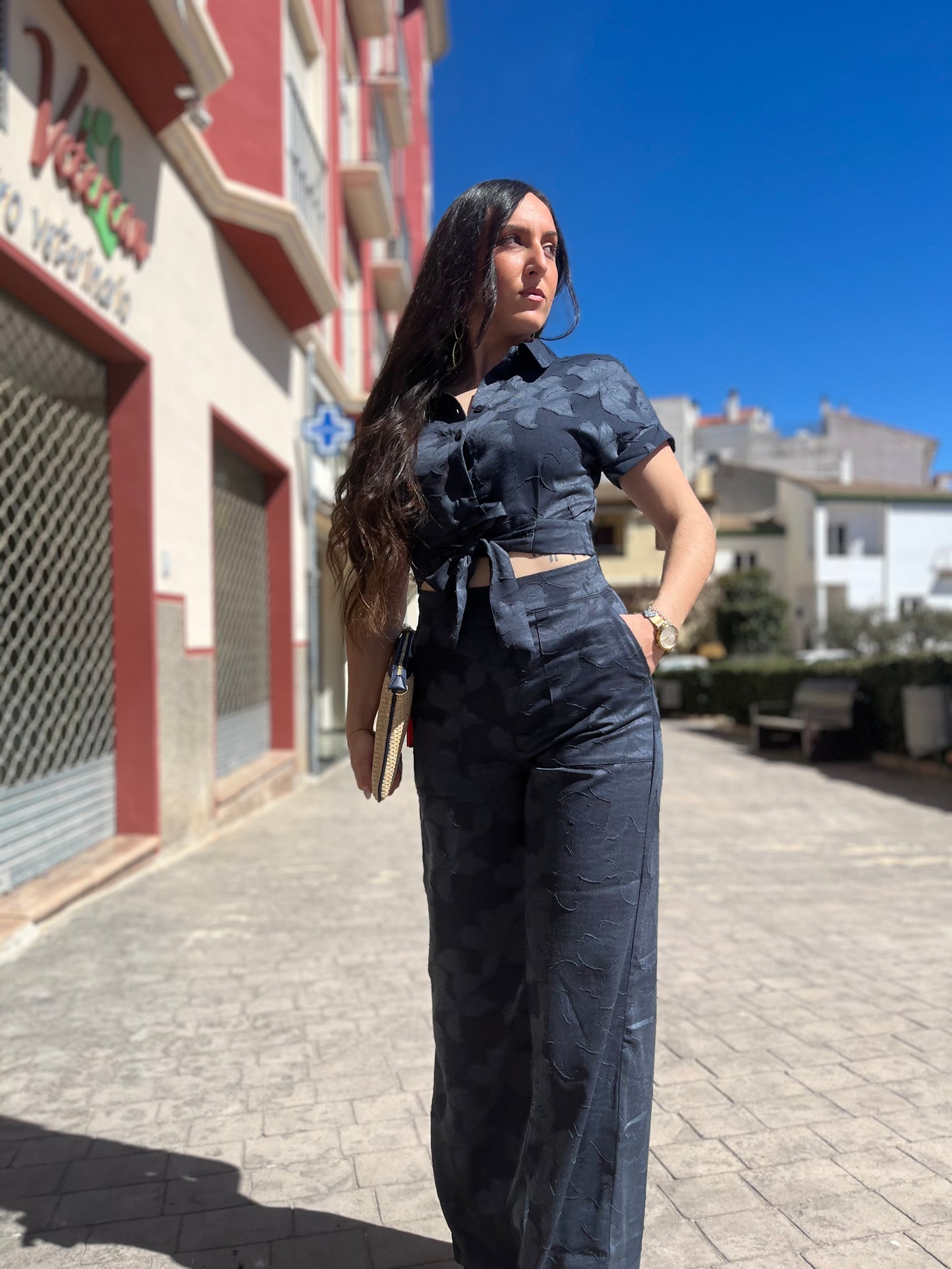 CONJUNTO TIFFOSI OPERA MARINO CON ESTAMPADO FLORES BORDADAS