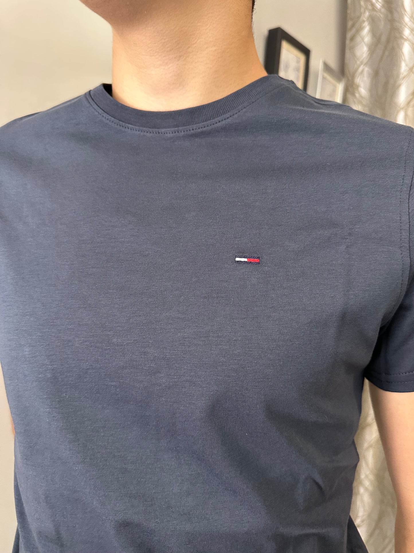 CAMISETA BÁSICA TOMMYJEANS AZUL  MARINA LOGO BORDADO