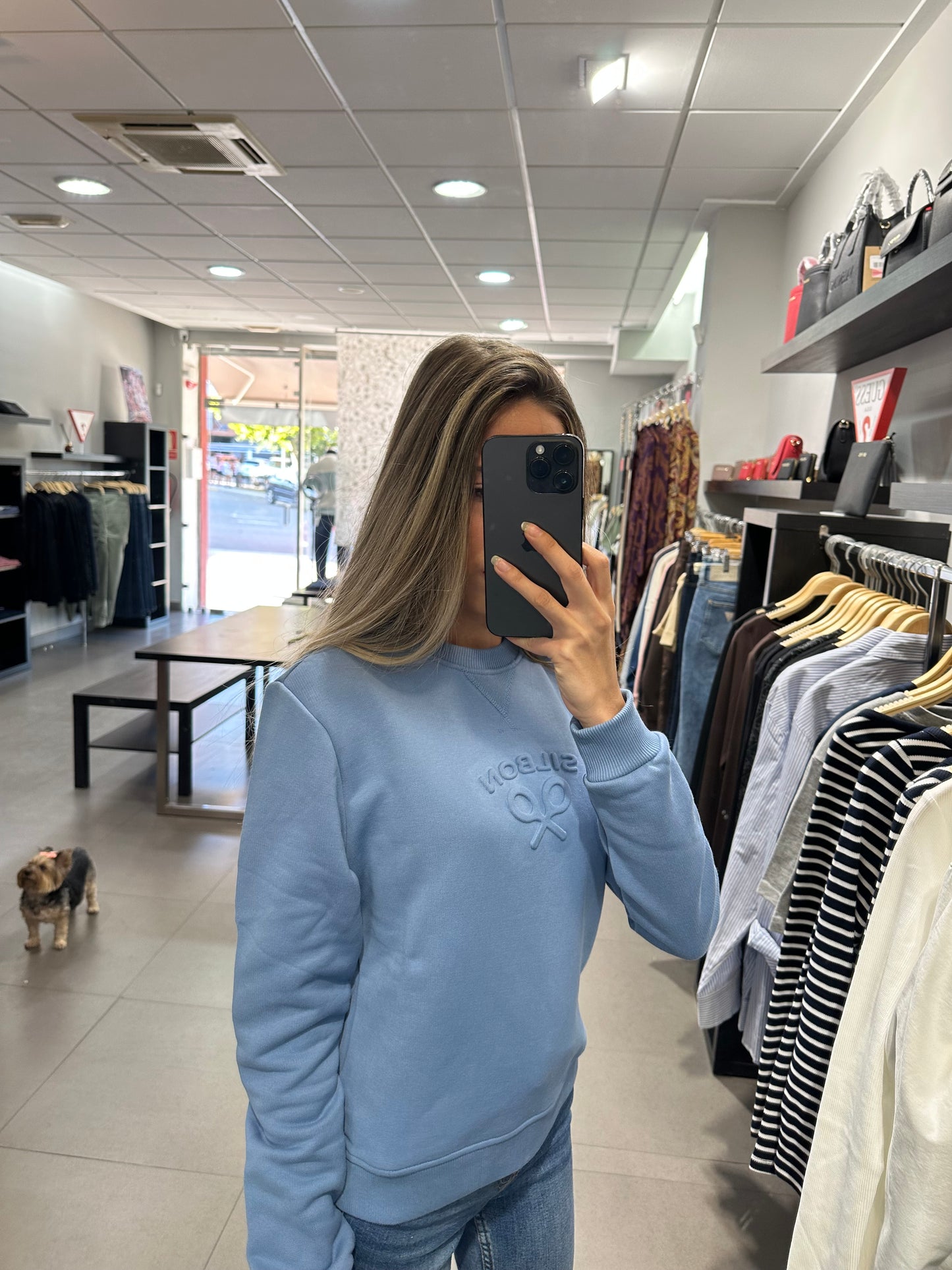 SUDADERA SILBON AZUL LOGO BORDADO