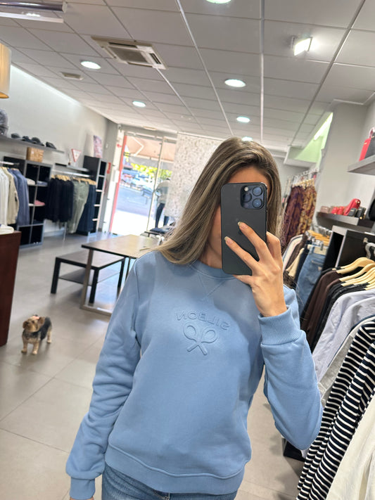 SUDADERA SILBON AZUL LOGO BORDADO