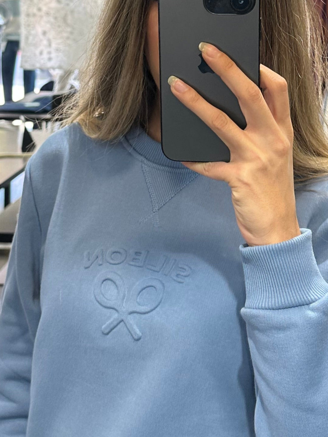 SUDADERA SILBON AZUL LOGO BORDADO