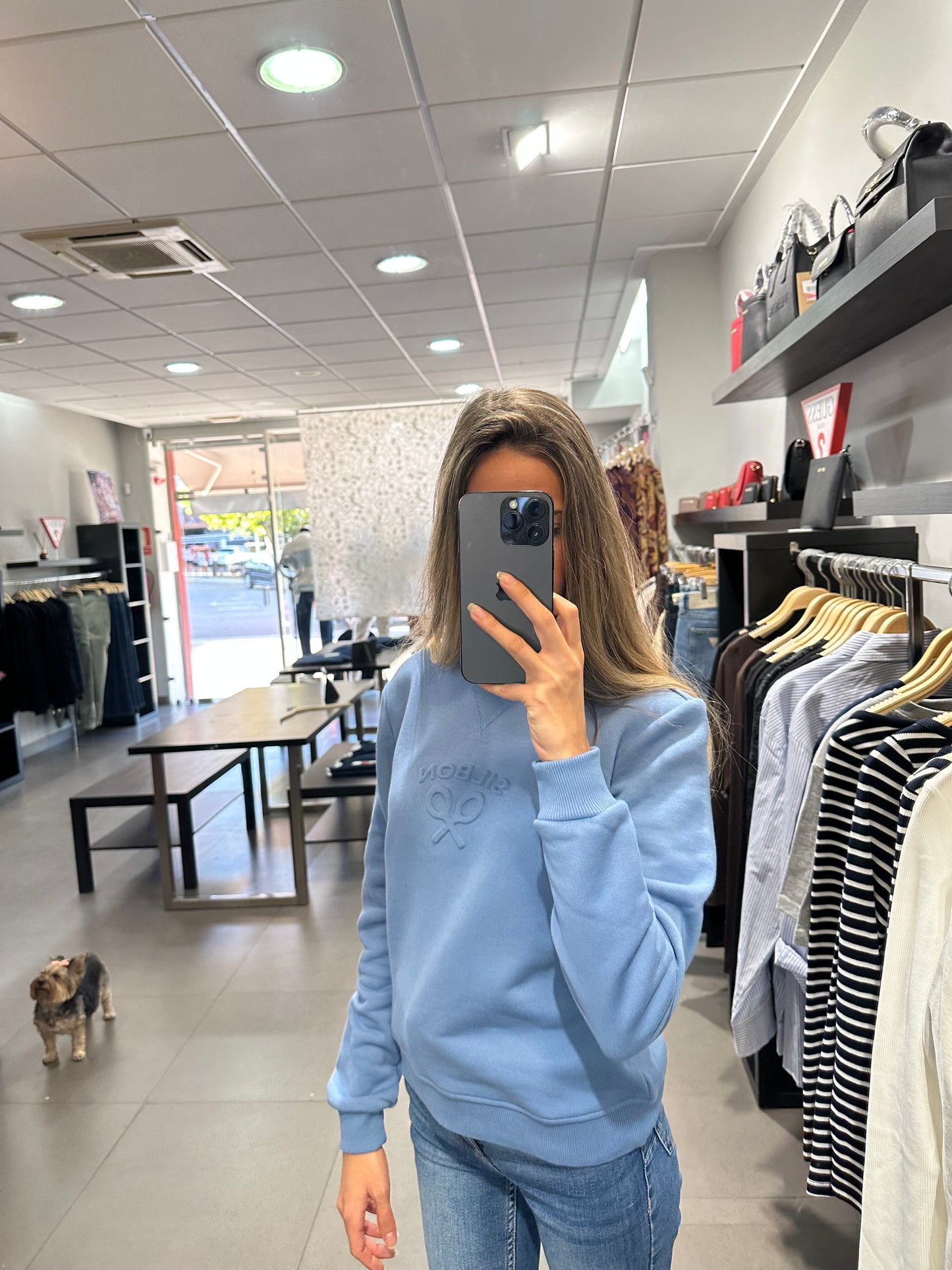 SUDADERA SILBON AZUL LOGO BORDADO
