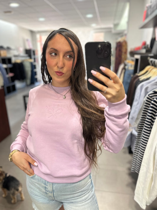 SUDADERA SILBON LILA CON LOGO BORDADO