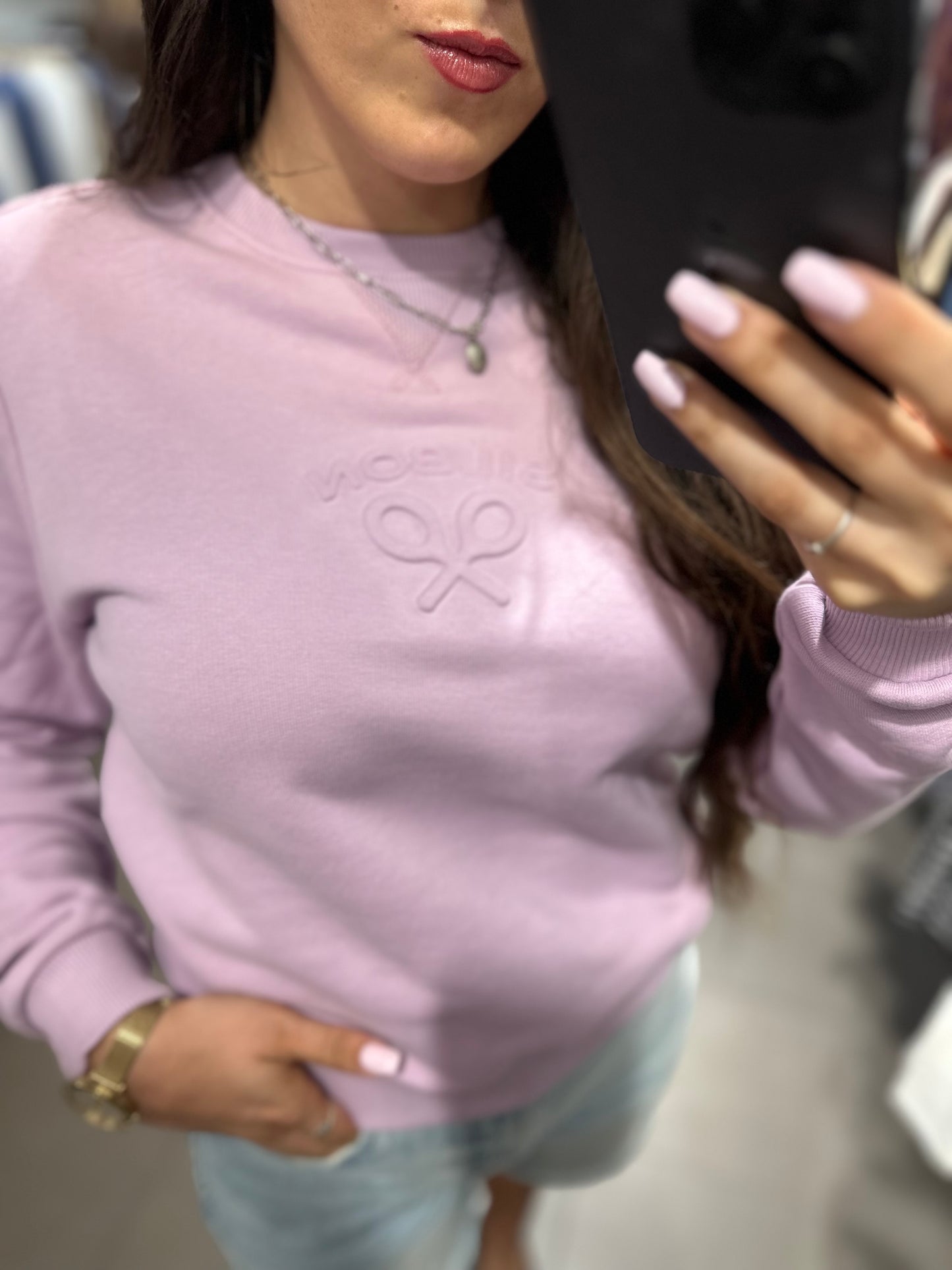 SUDADERA SILBON LILA CON LOGO BORDADO