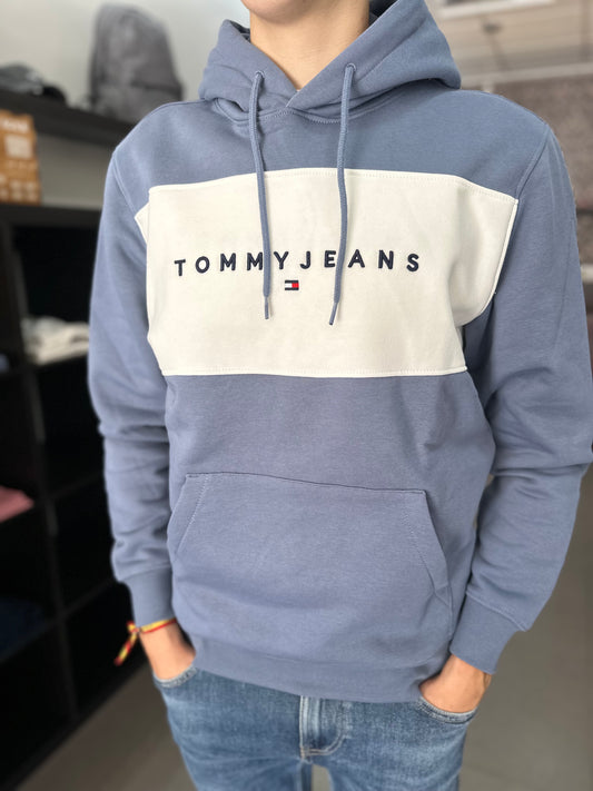 SUDADERA TOMMY JEANS CON CAPUCHA AZUL LOGO BORDADO