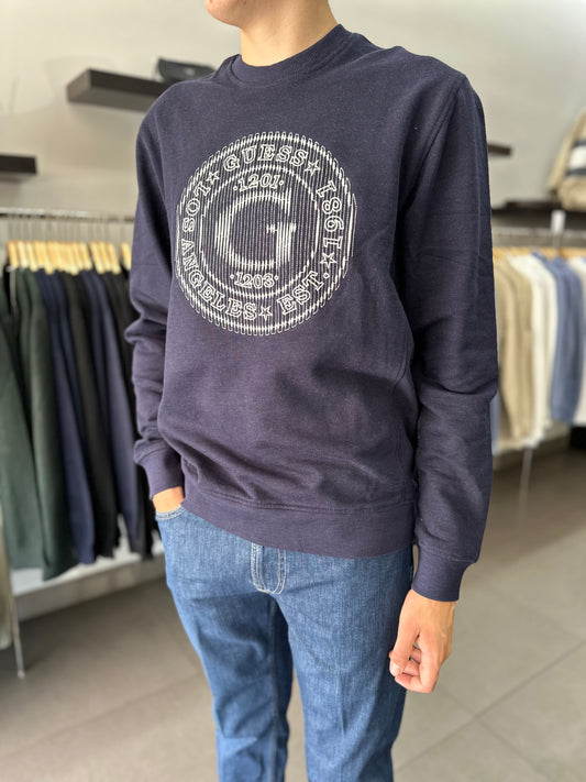 SUDADERA GUESS AZUL MARINA CON LOGO G BORDADO