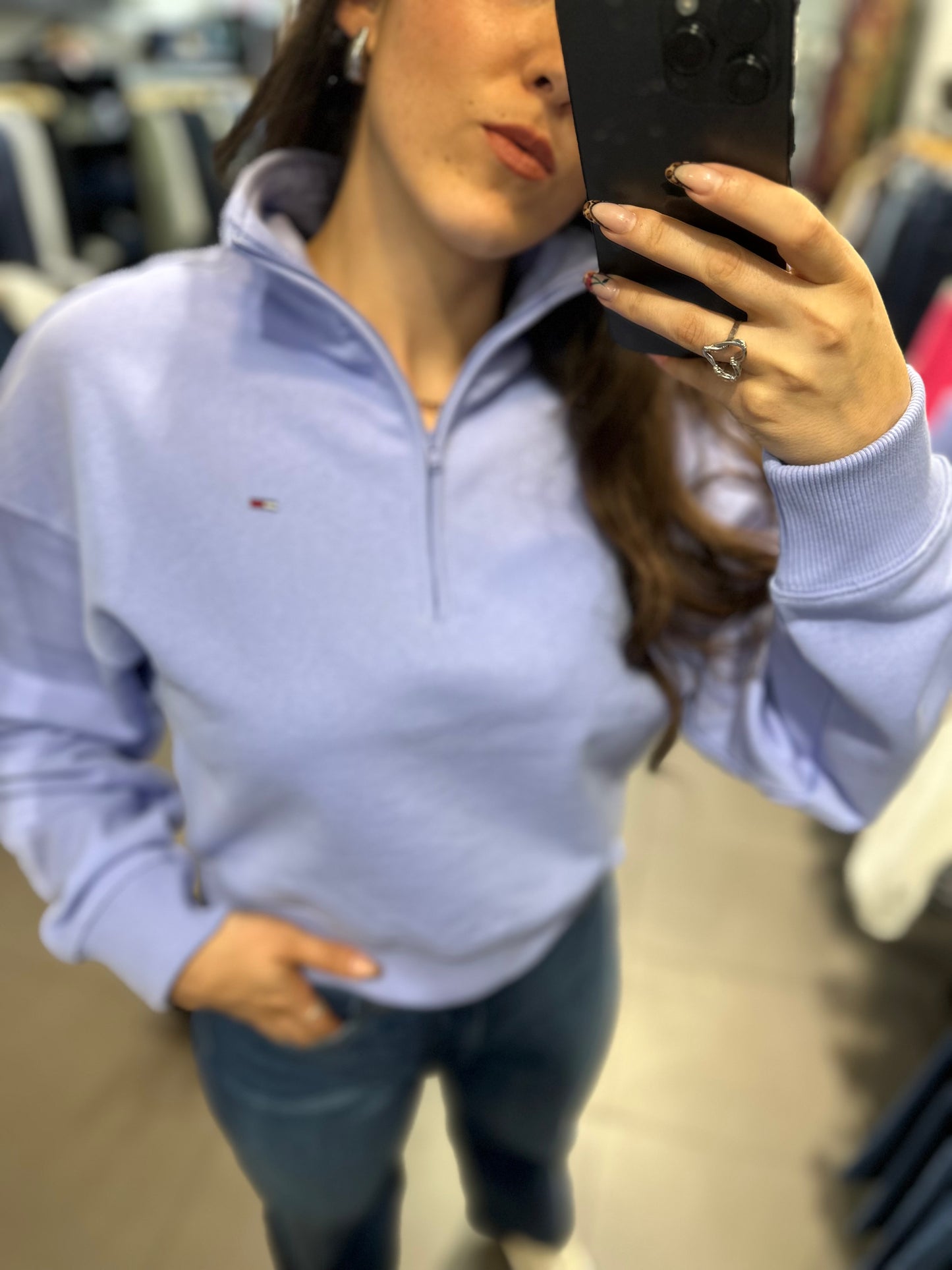 SUDADERA TOMMY JEANS AZUL MORADO CUELLO CREMALLERA