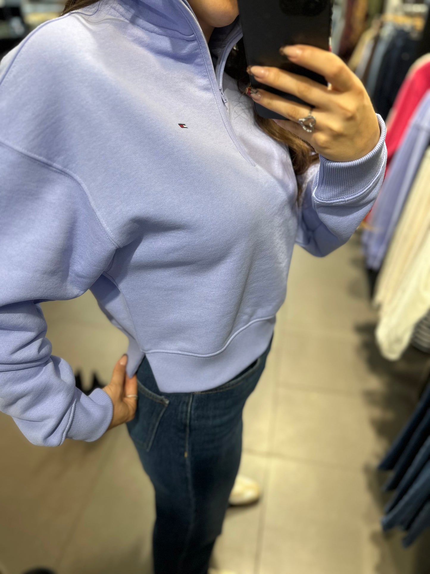 SUDADERA TOMMY JEANS AZUL MORADO CUELLO CREMALLERA