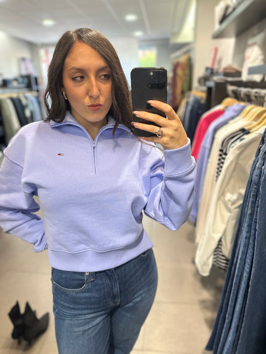 SUDADERA TOMMY JEANS AZUL MORADO CUELLO CREMALLERA