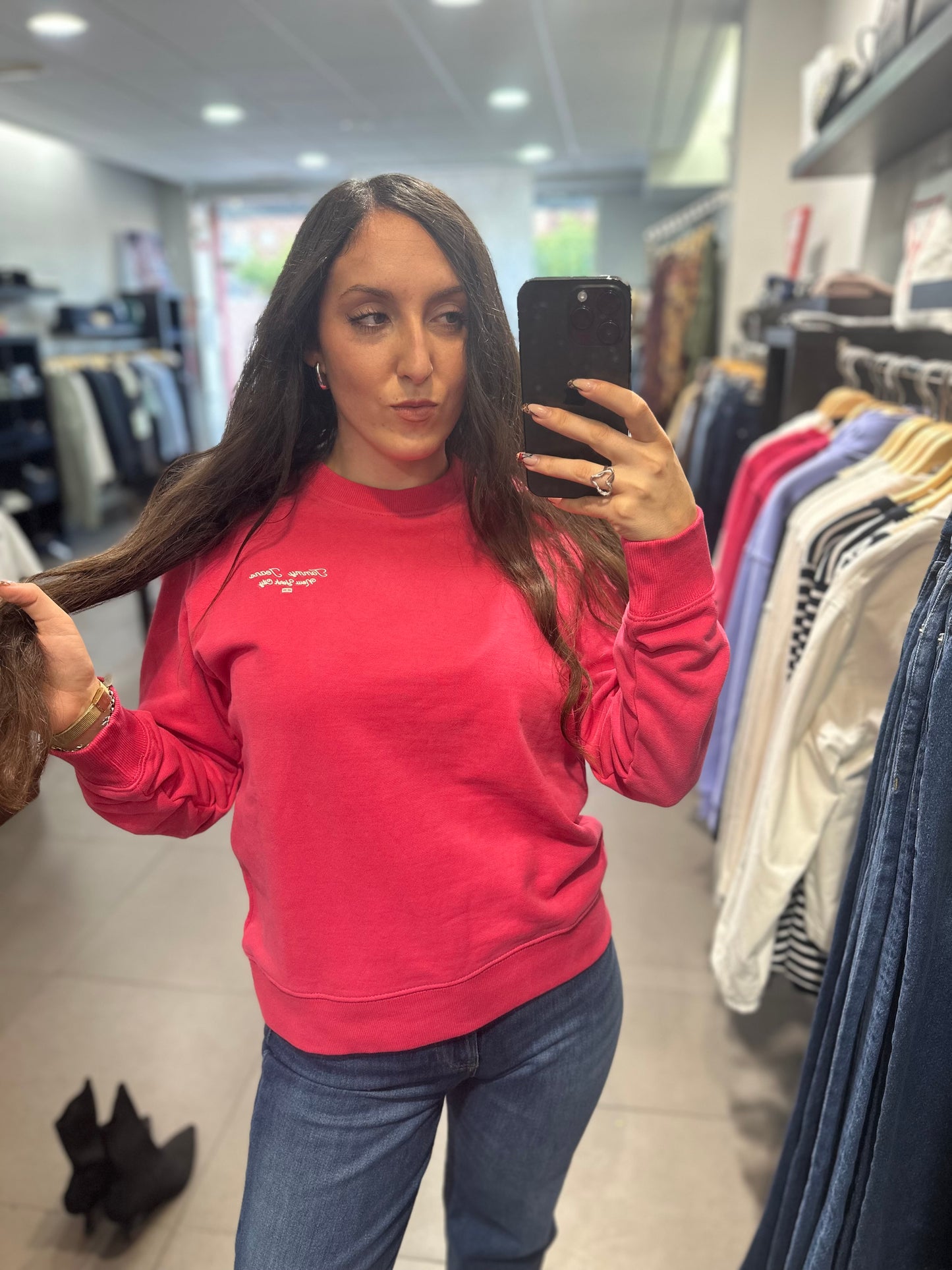 SUDADERA TOMMY JEANS FRAMBUESA