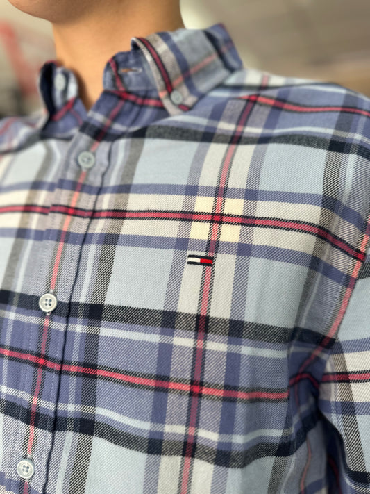 CAMISA TOMMY JEANS CUADROS FELPA FINA