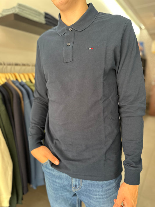 POLO TOMMY JEANS MANGA LARGA AZUL MARINO