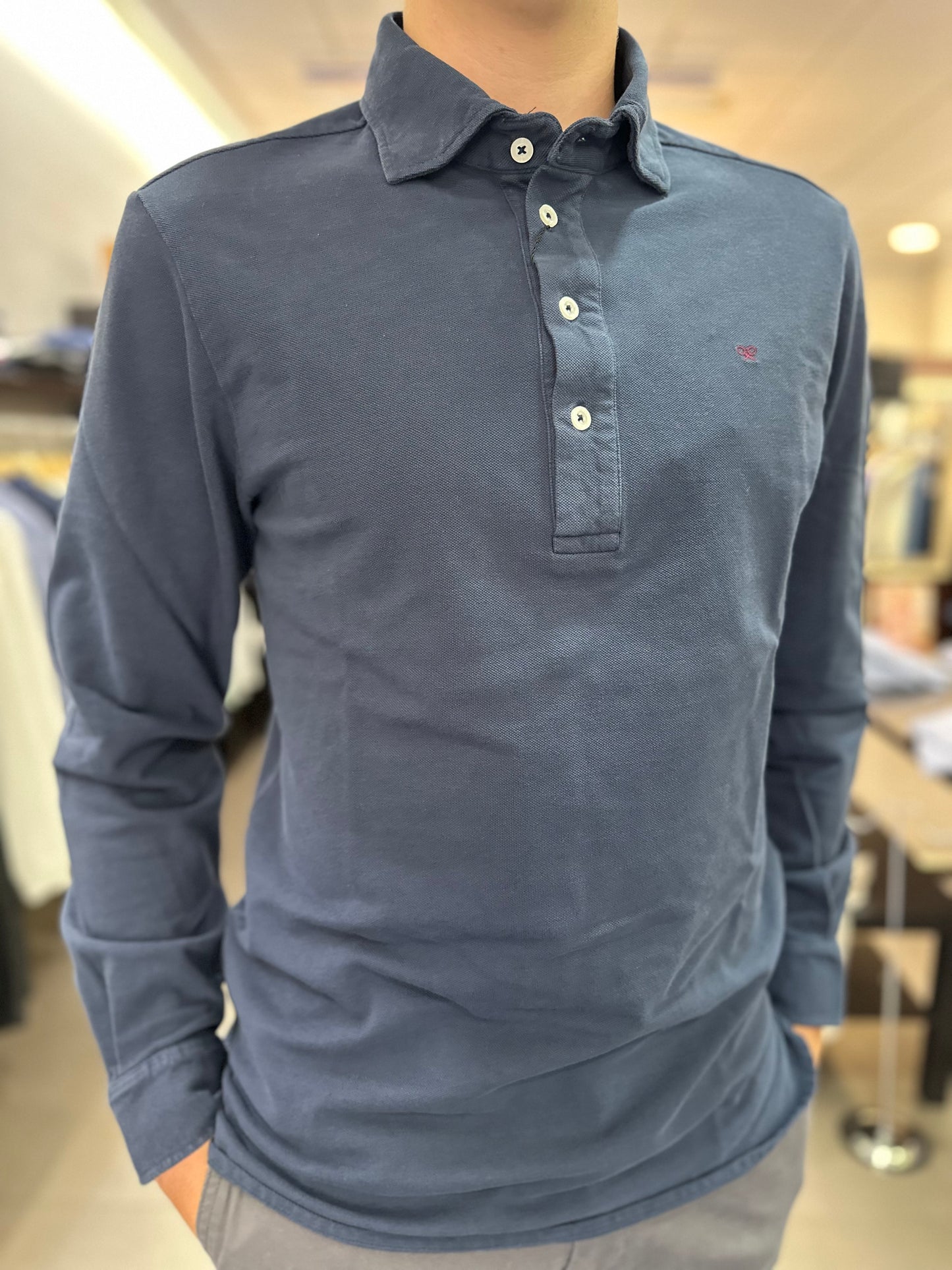 POLO SILBON MANGA LARGA AZUL MARINO