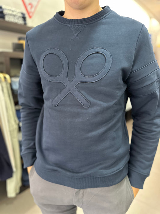 SUDADERA SILBON AZUL MARINA CON LOGO BORDADO