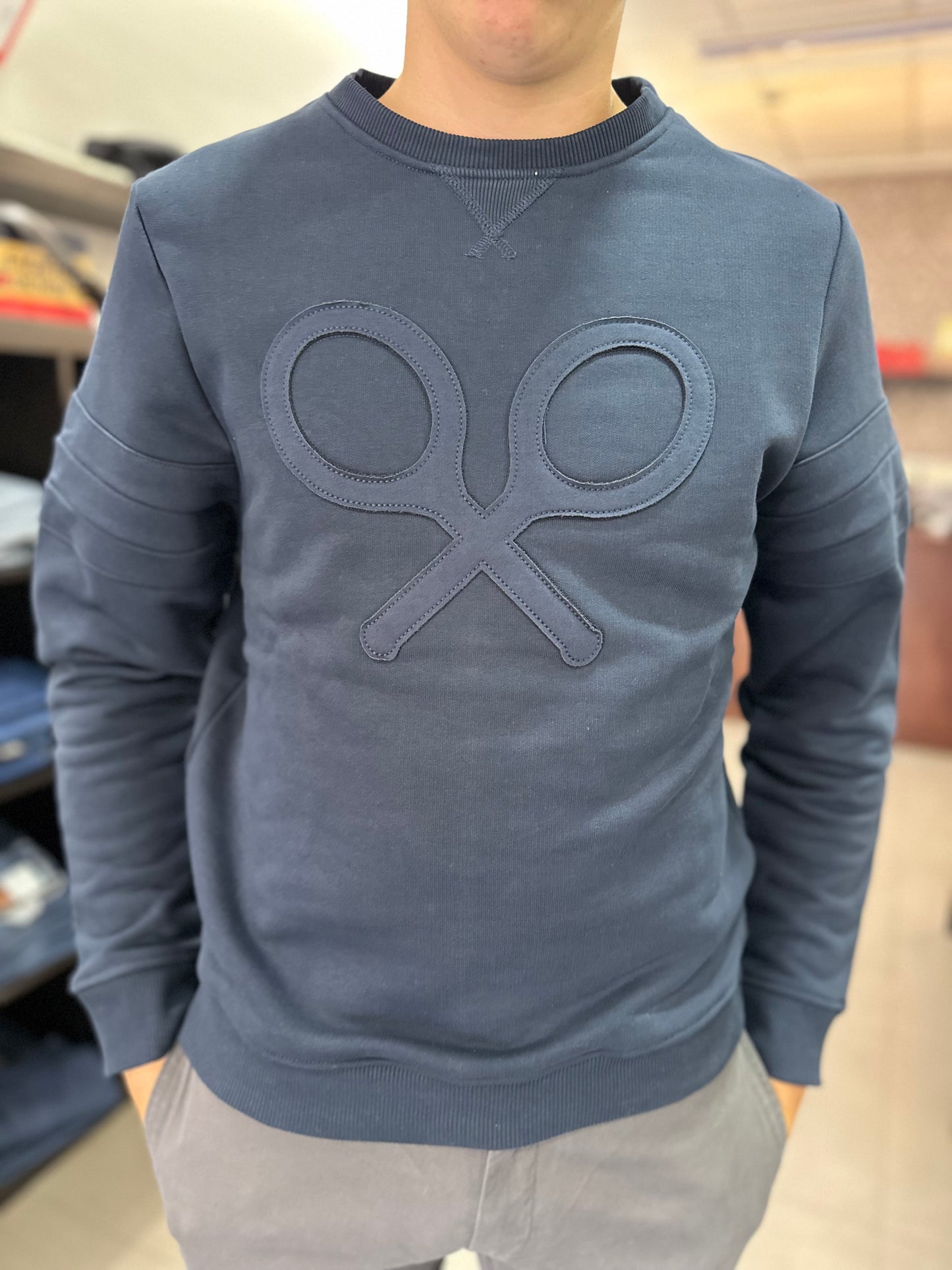 SUDADERA SILBON AZUL MARINA CON LOGO BORDADO