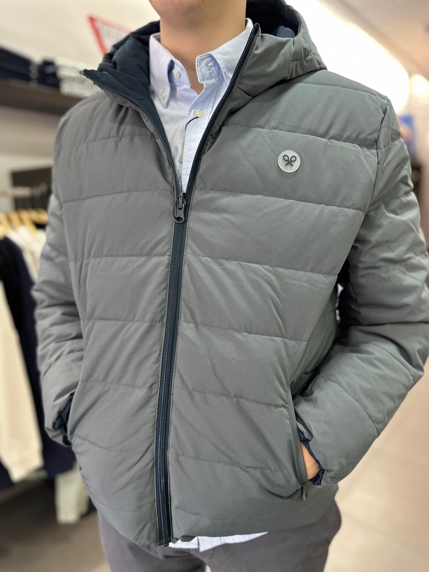 CHAQUETA REVERSIBLE SILBON AZUL MARINA Y GRIS