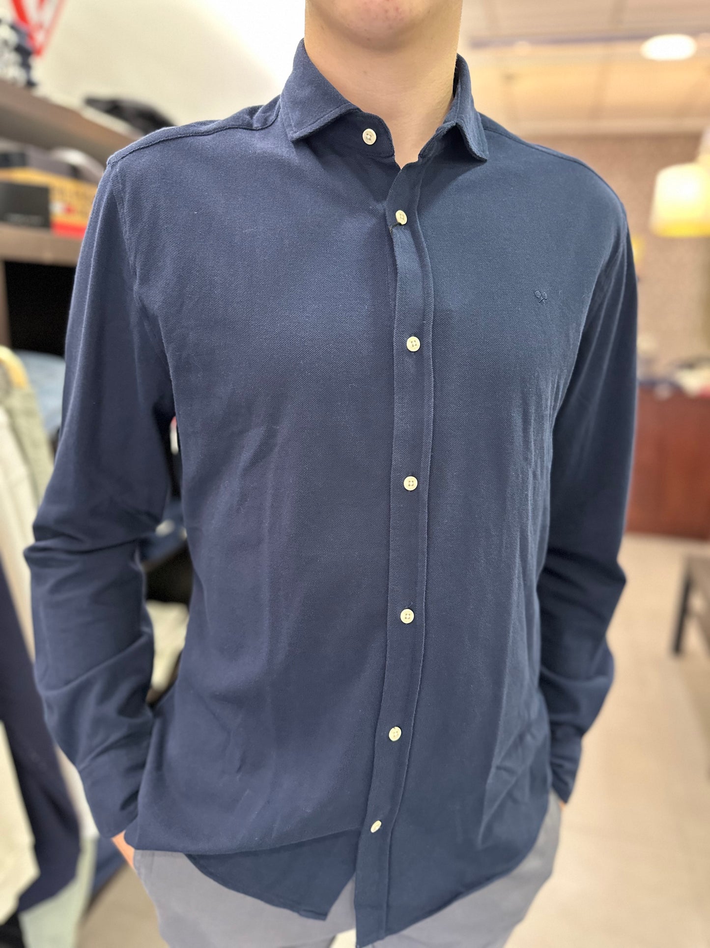 CAMISA SILBON TEJIDO POLO AZUL MARINA