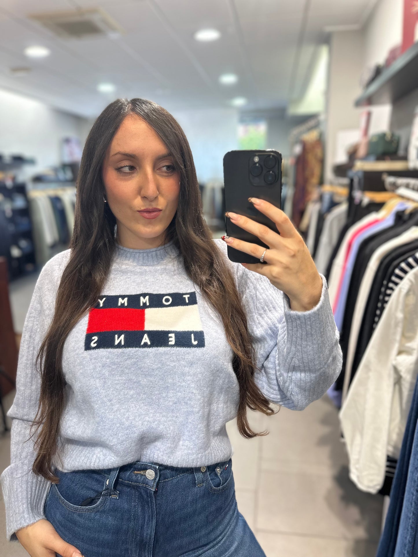 JERSEY TOMMY JEANS AZUL CON BANDERA