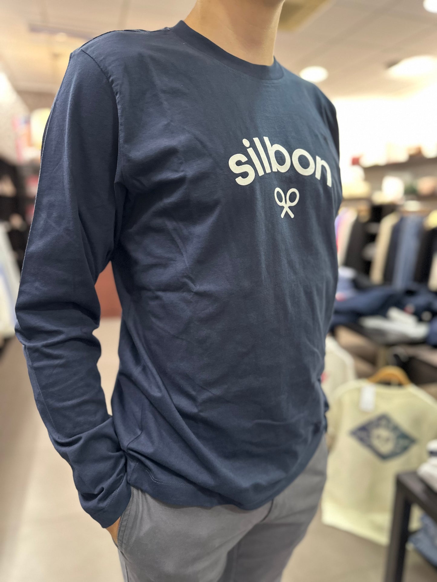 CAMISETA SILBON MANGA LARGA AZUL MARINA CON LOGO