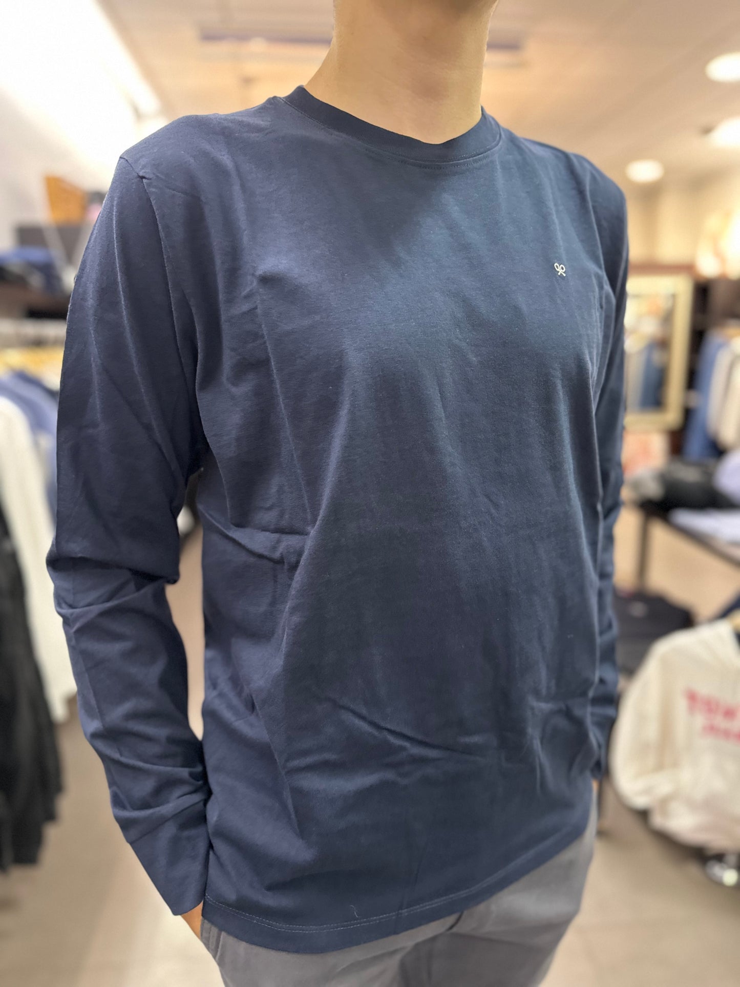 CAMISETA SILBON MANGA LARGA AZUL MARINA BASICA