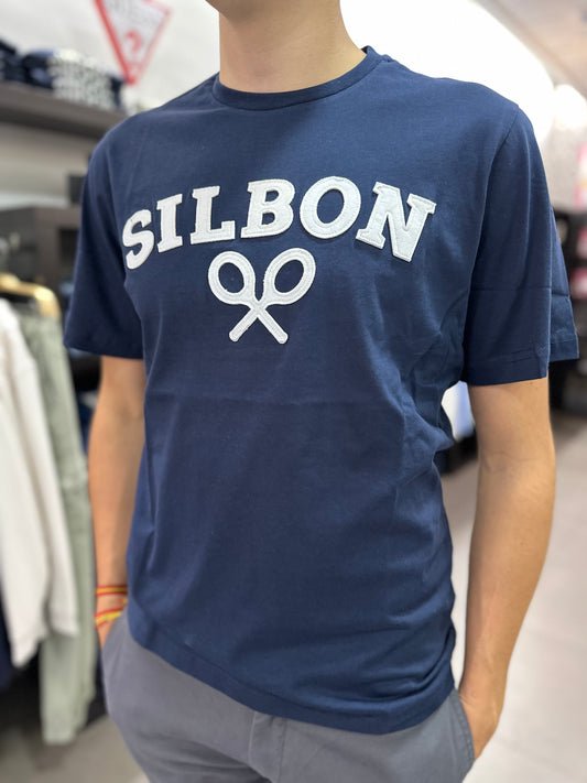 CAMISETA SILBON AZUL MARINA LOGO GRANDE BORDADO
