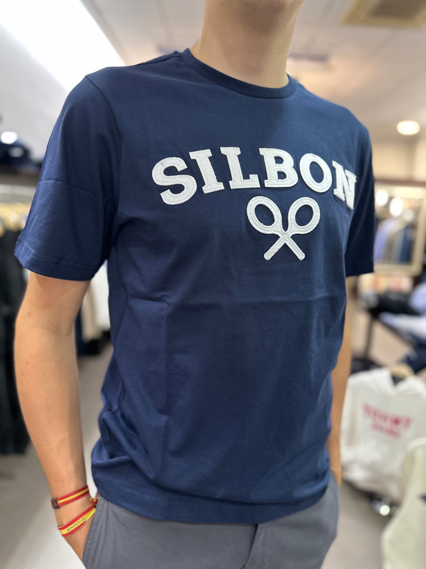 CAMISETA SILBON AZUL MARINA LOGO GRANDE BORDADO