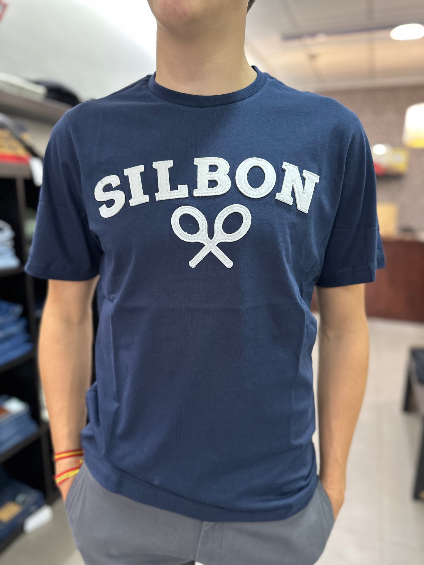 CAMISETA SILBON AZUL MARINA LOGO GRANDE BORDADO