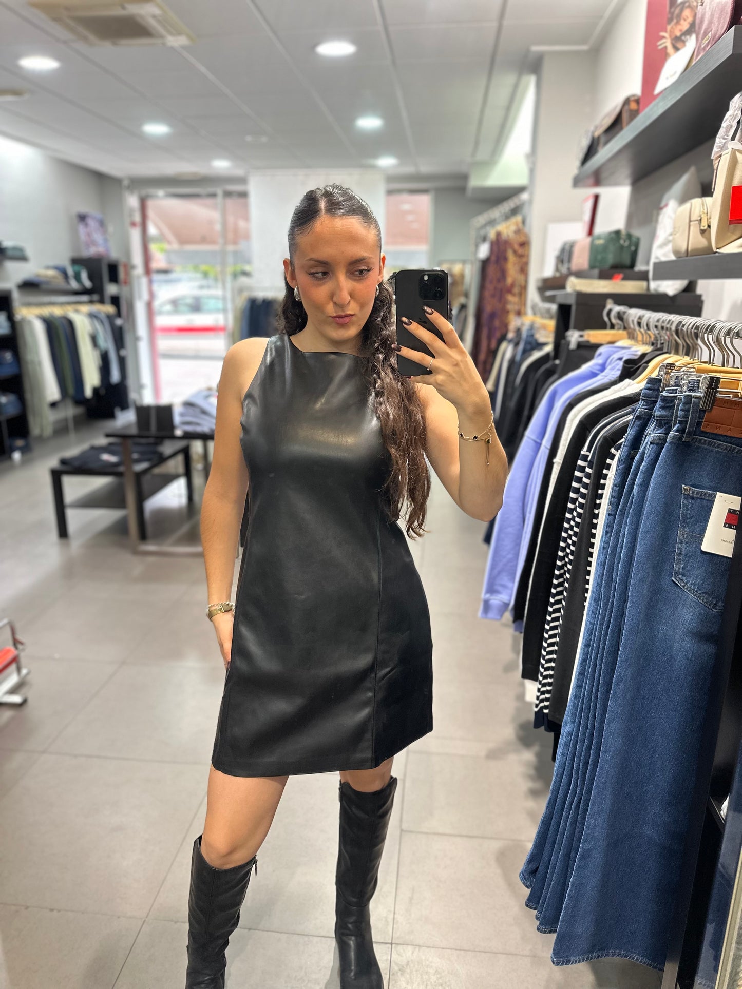 VESTIDO TIFFOSI POLIPIEL NEGRO