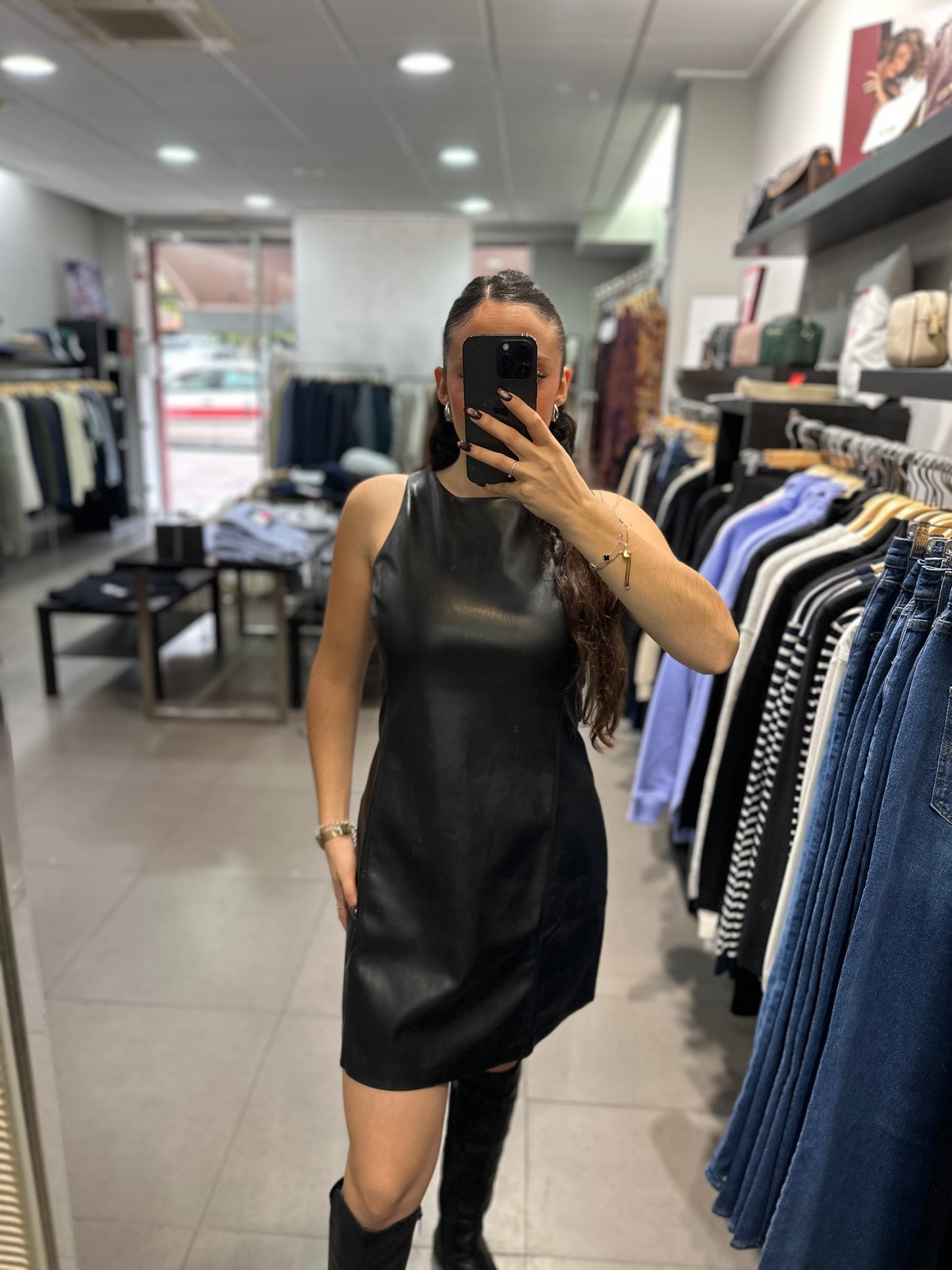 VESTIDO TIFFOSI POLIPIEL NEGRO