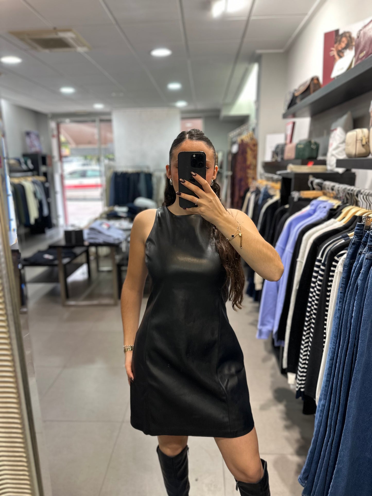 VESTIDO TIFFOSI POLIPIEL NEGRO