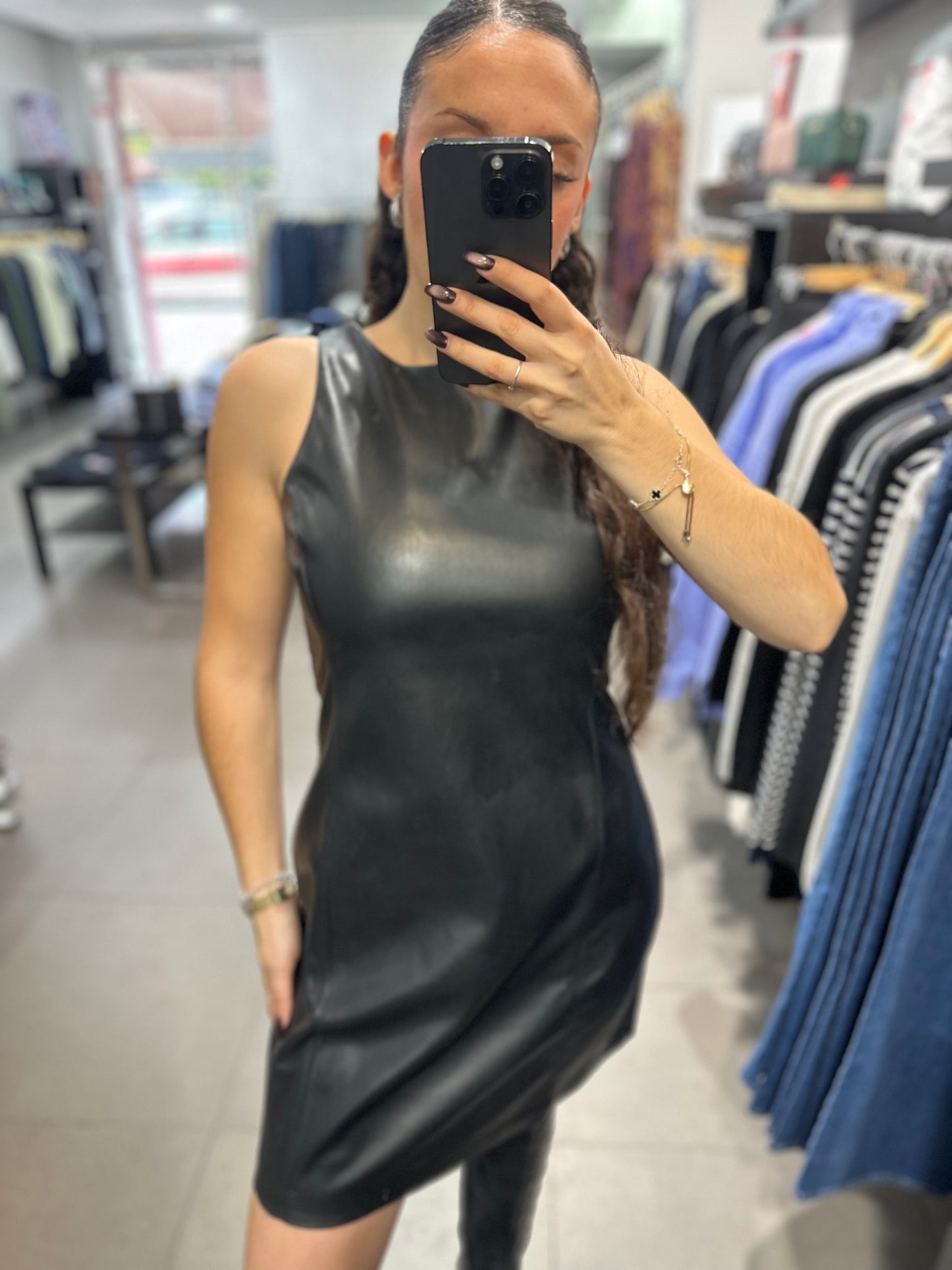 VESTIDO TIFFOSI POLIPIEL NEGRO
