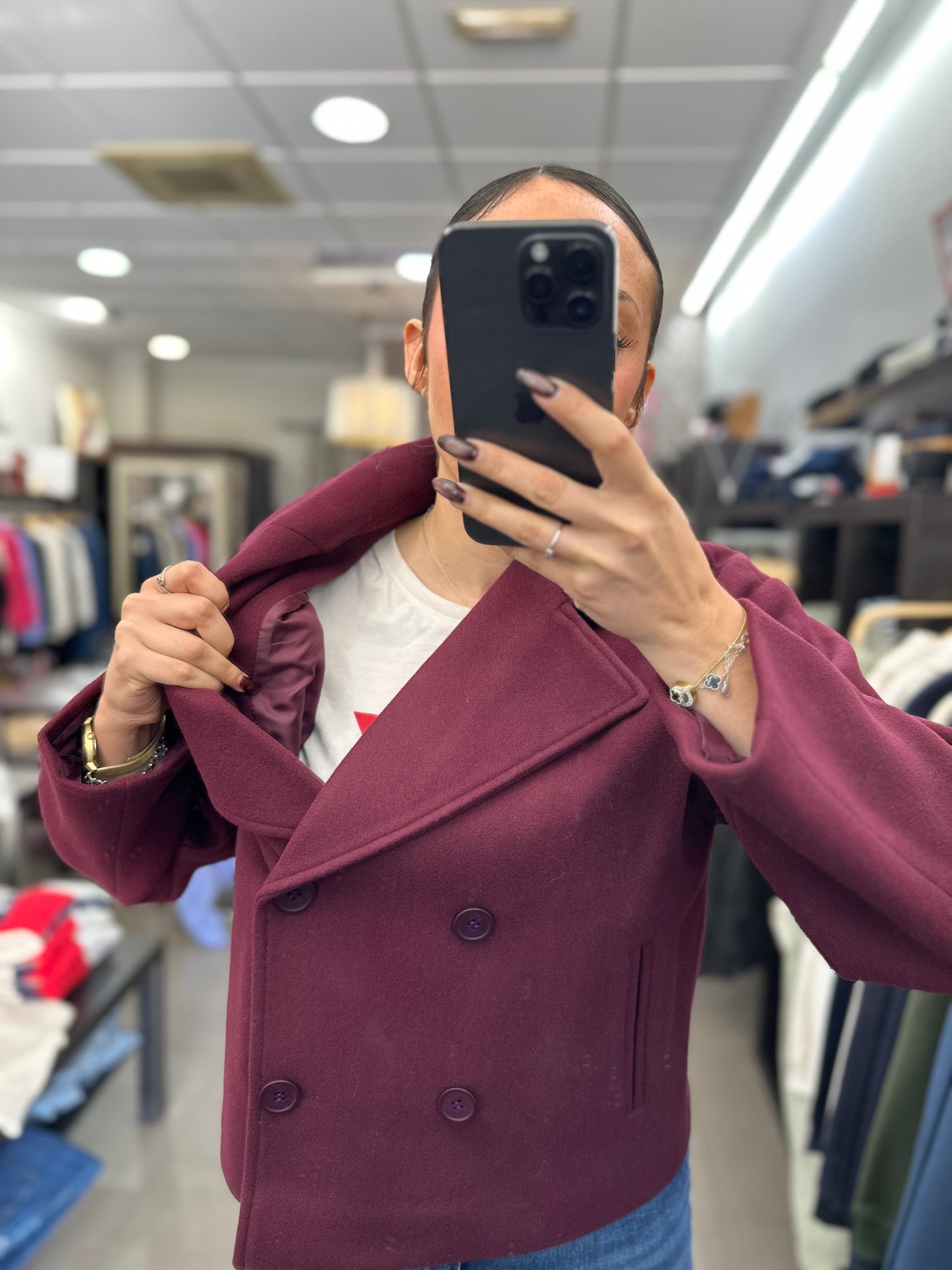 ABRIGO TIFFOSI CORTO PAÑO TINTO