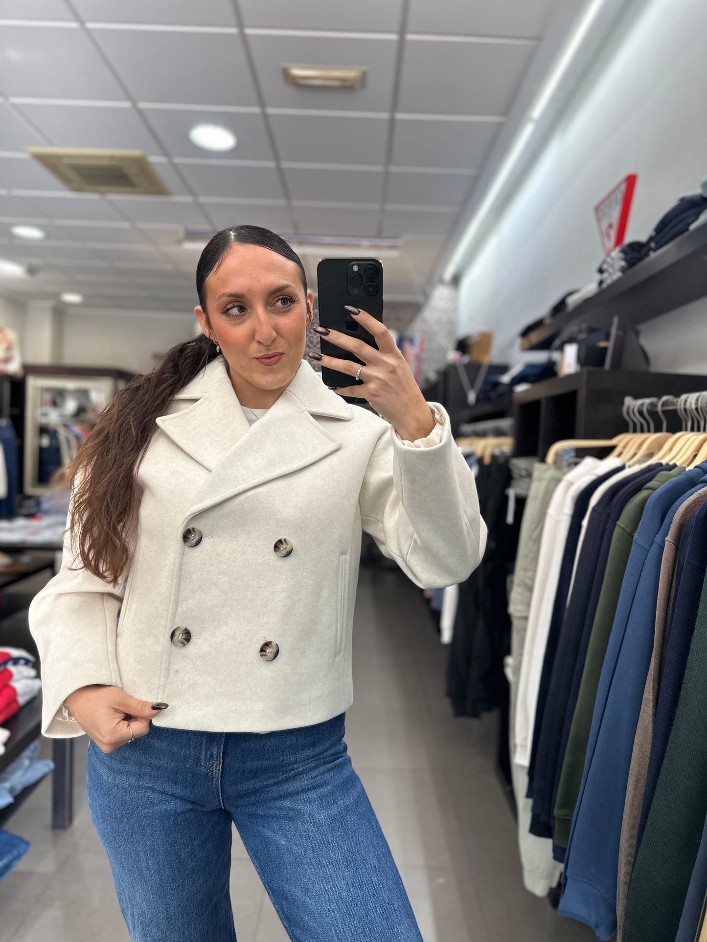 ABRIGO TIFFOSI CORTO PAÑO BEIGE