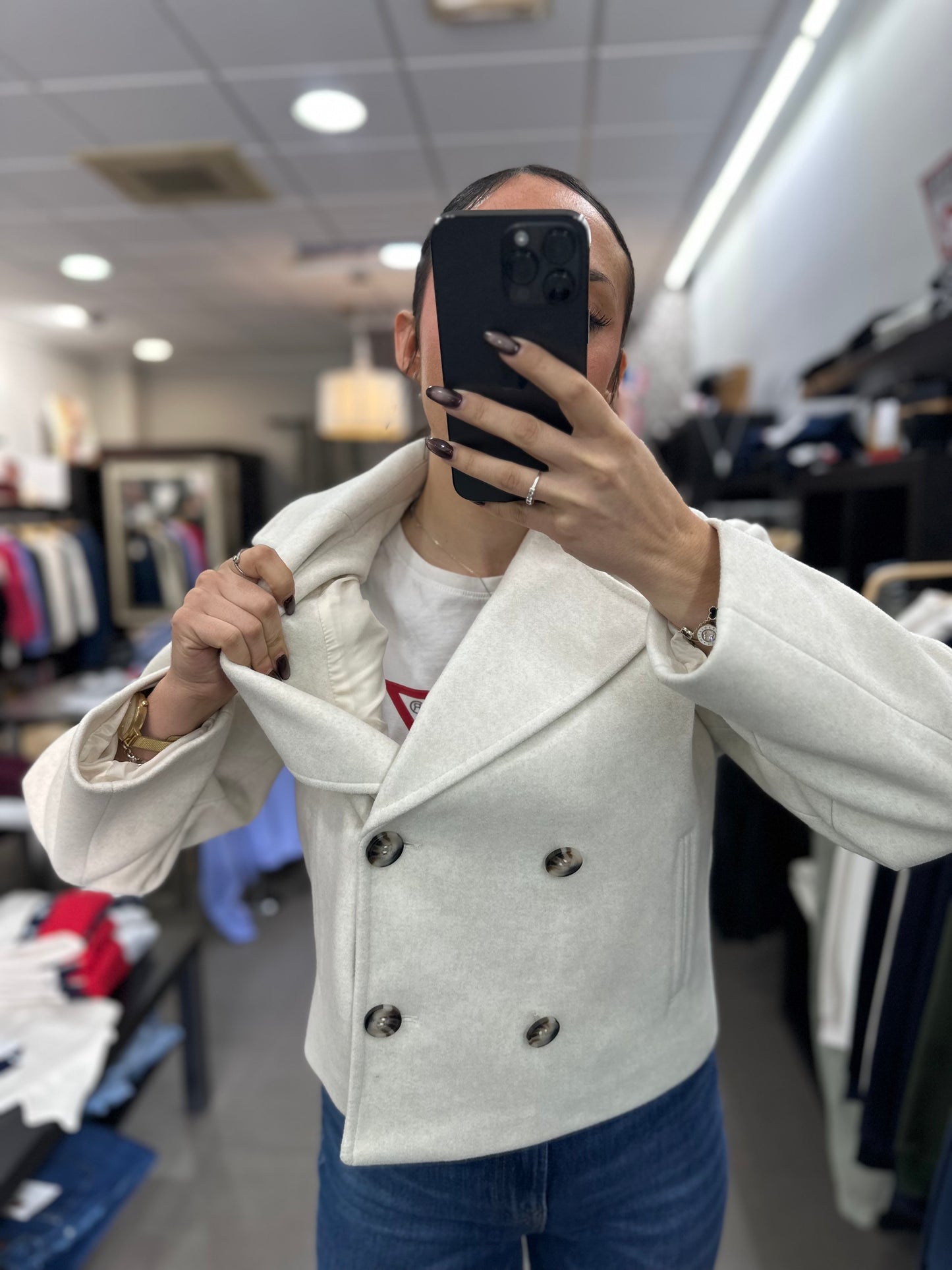 ABRIGO TIFFOSI CORTO PAÑO BEIGE