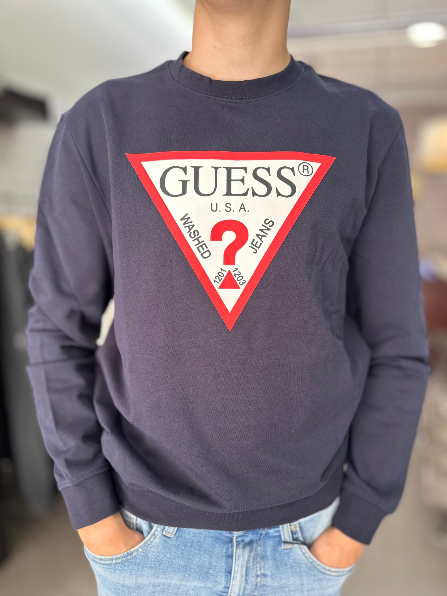 SUDADERA GUESS BASICA AZUL MARINA