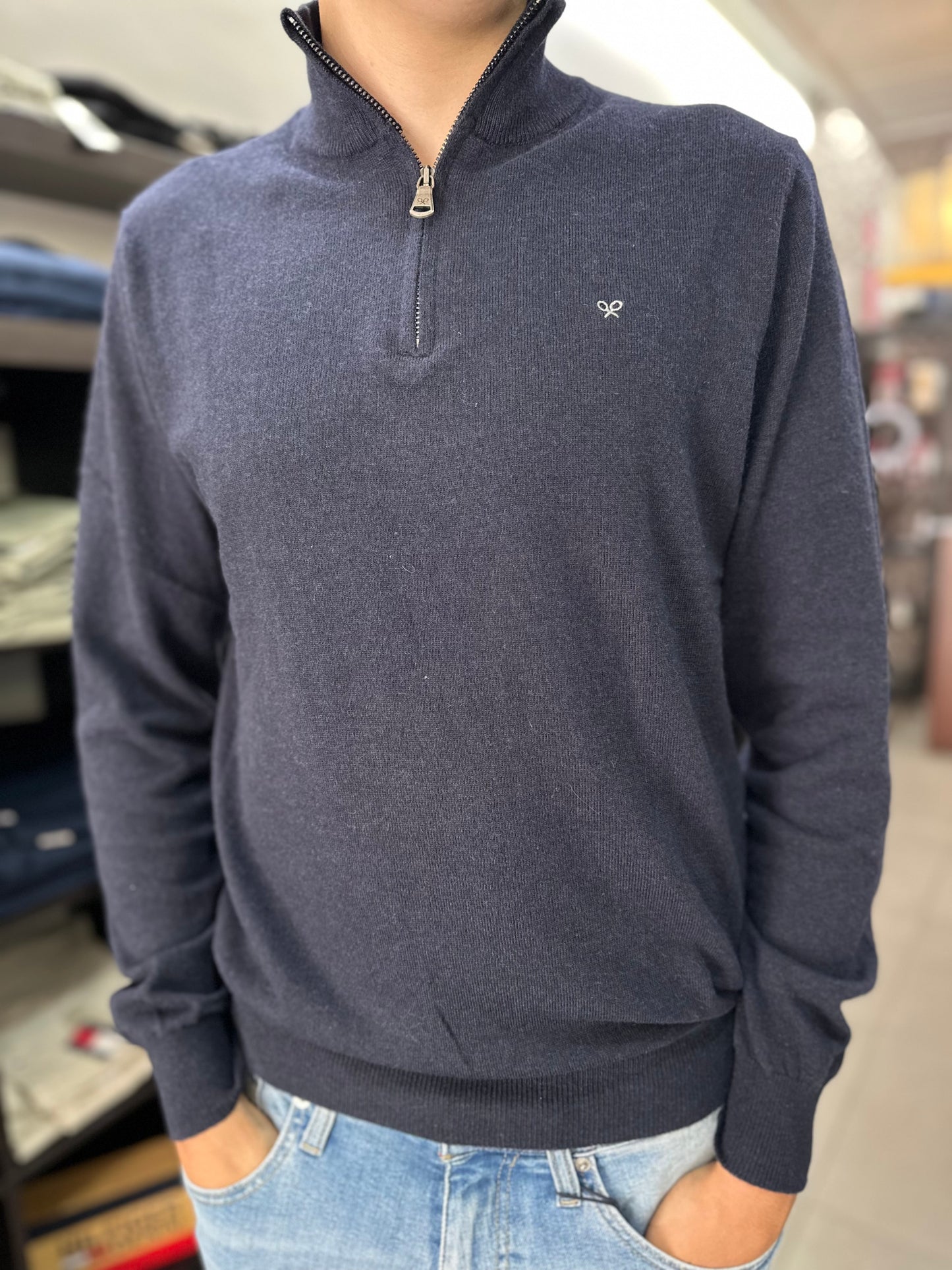 JERSEY SILBON CUELLO CREMALLERA AZUL MARINO