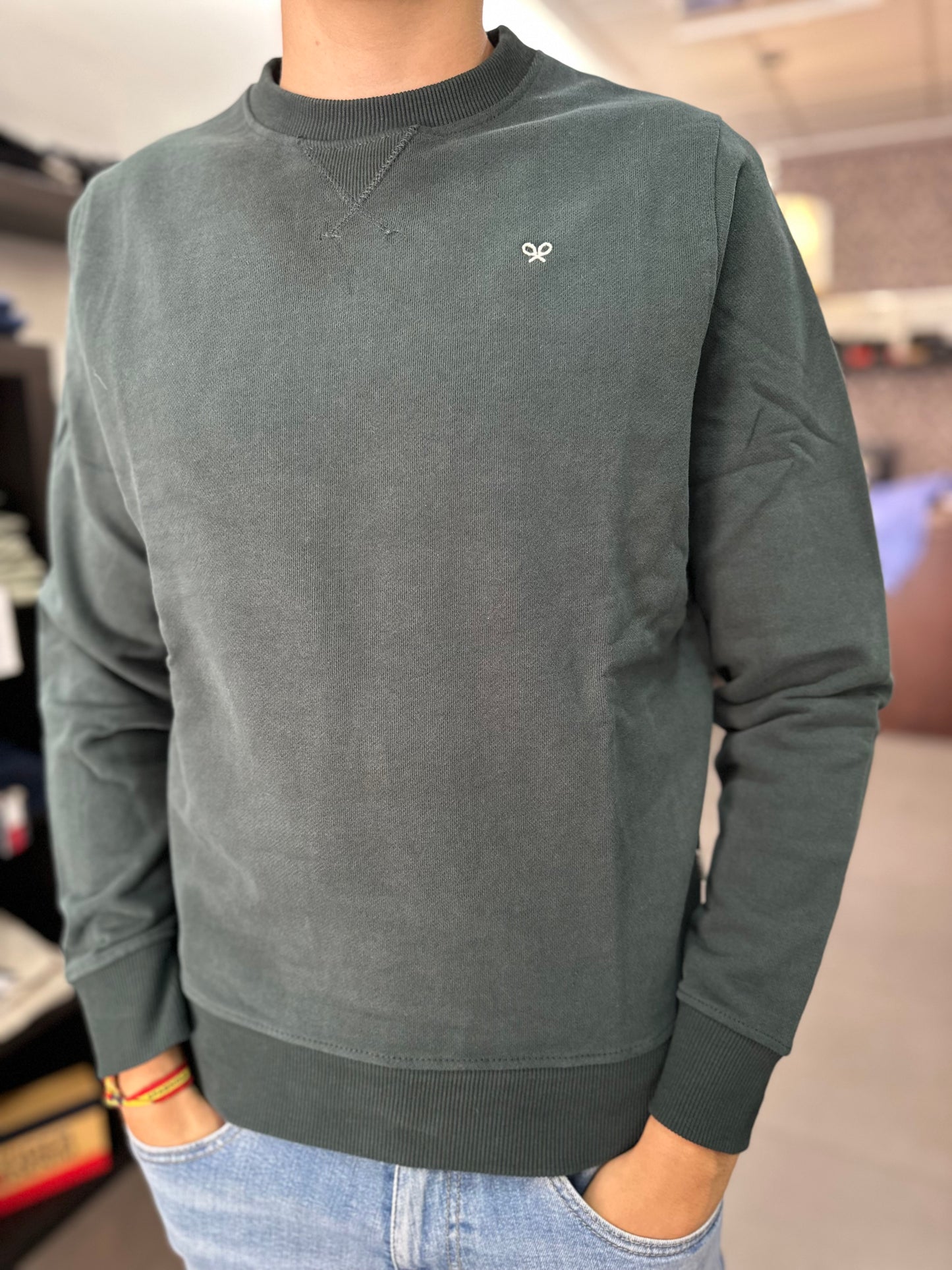 SUDADERA BASICA SILBON VERDE OSCURO