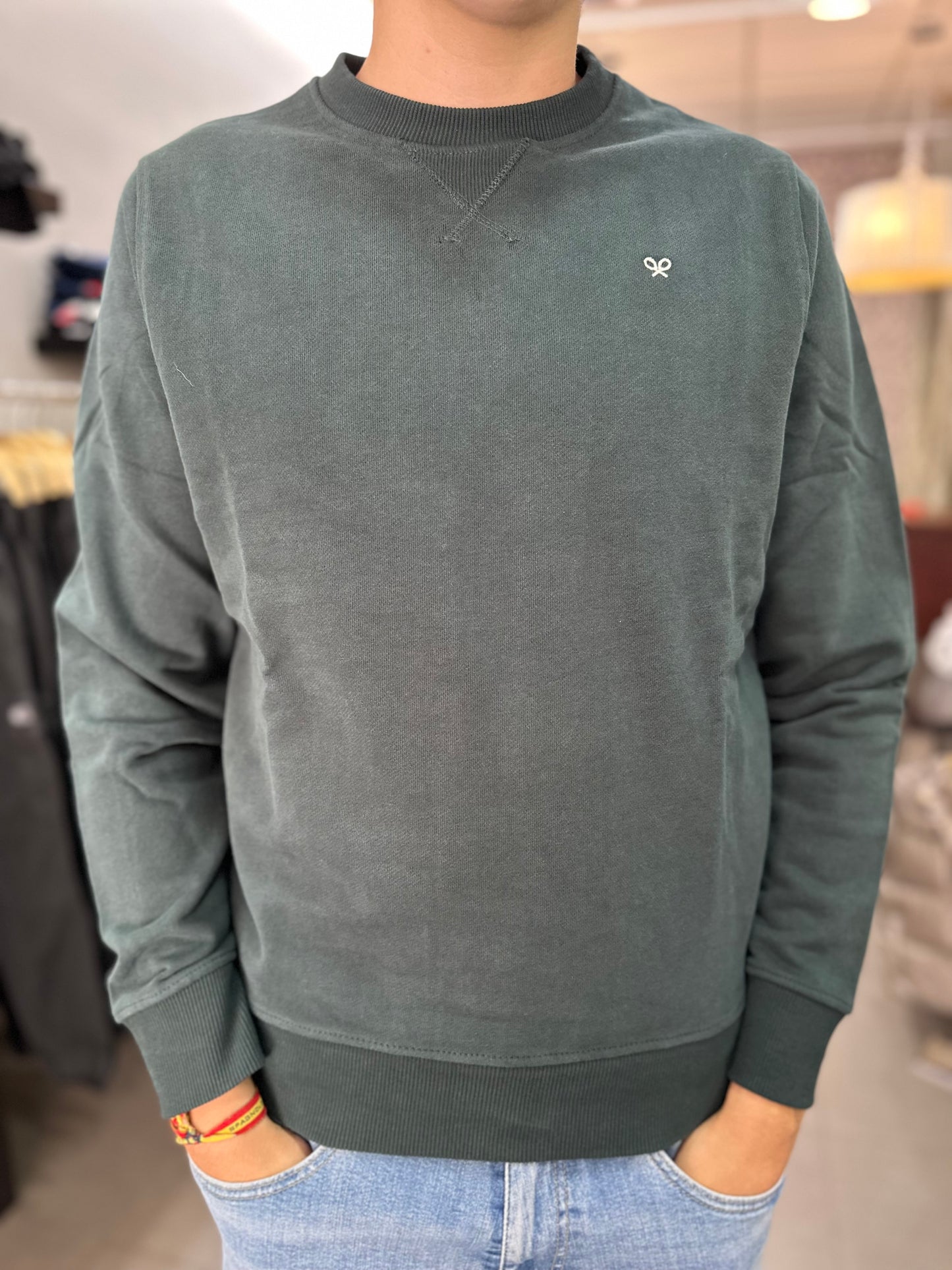 SUDADERA BASICA SILBON VERDE OSCURO