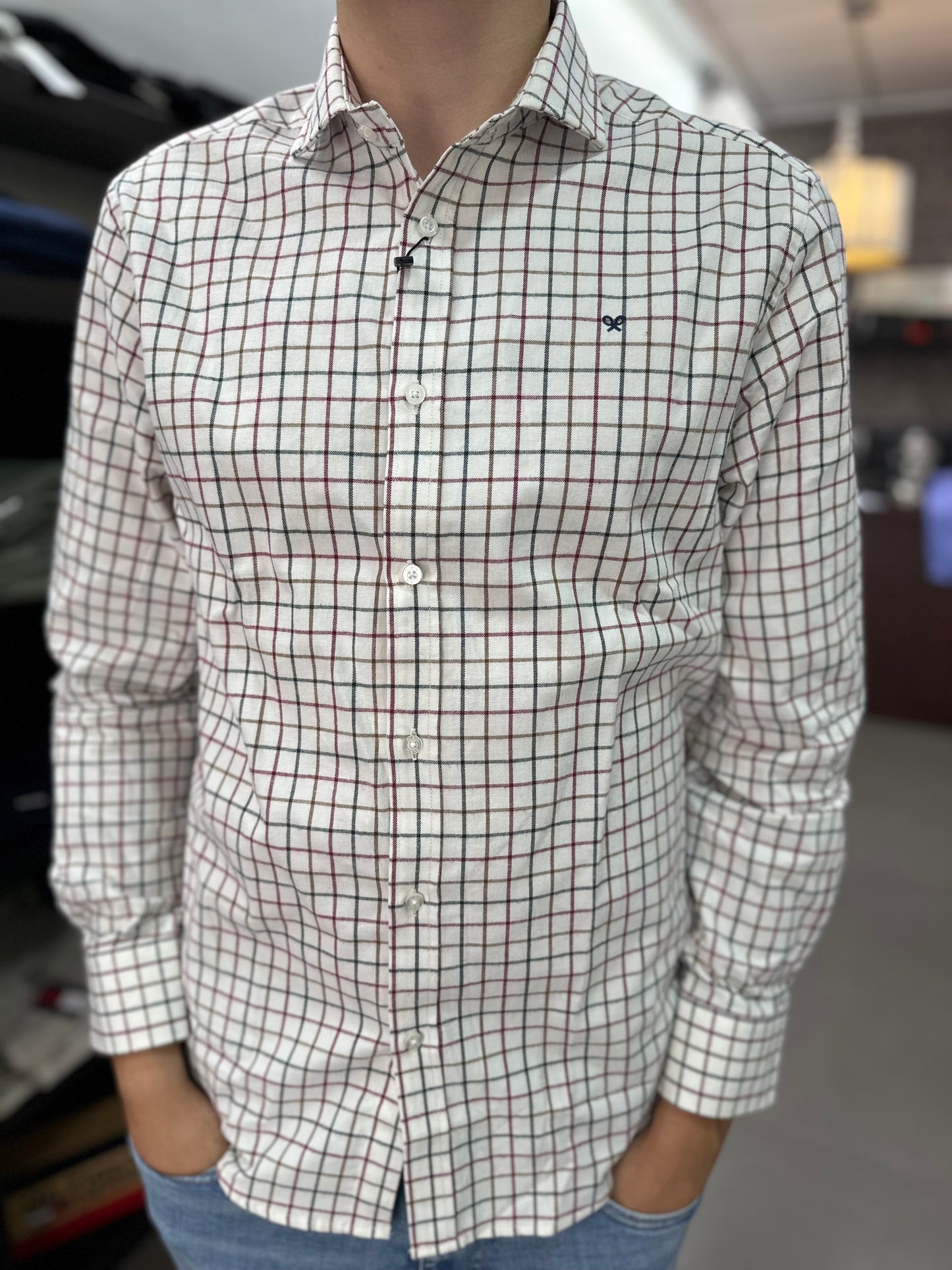 CAMISA SILBON CUADROS BURDEOS