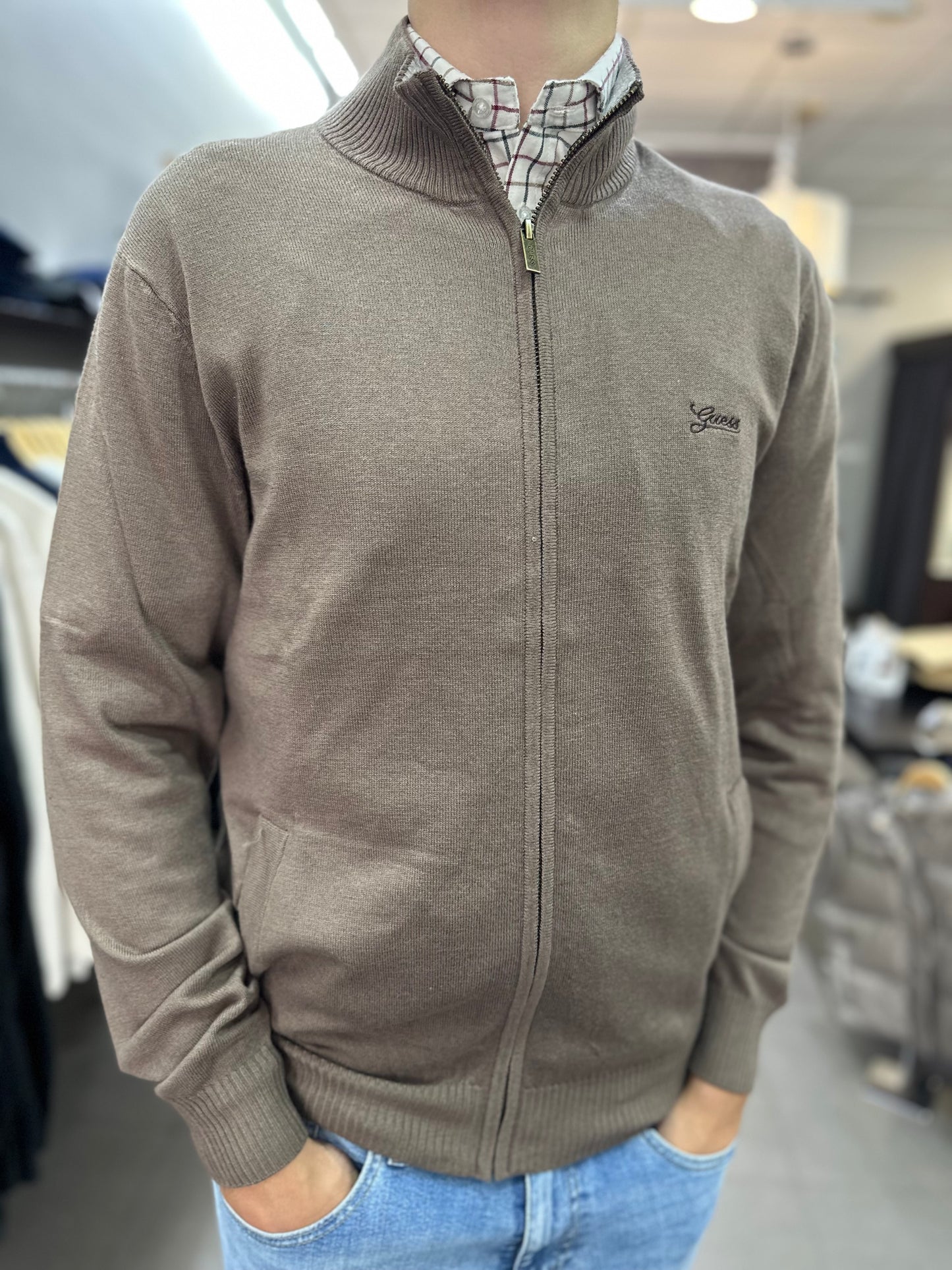 CHAQUETA GUESS PUNTO MARRÓN