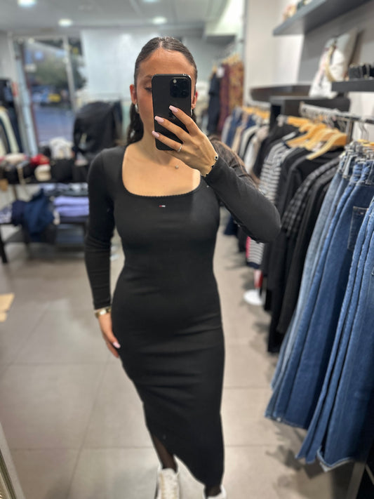 VESTIDO TOMMY JEANS CANALÉ NEGRO MIDI