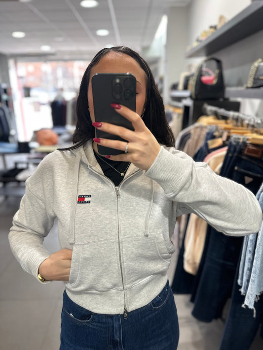 SUDADERA TOMMY GRIS CROP