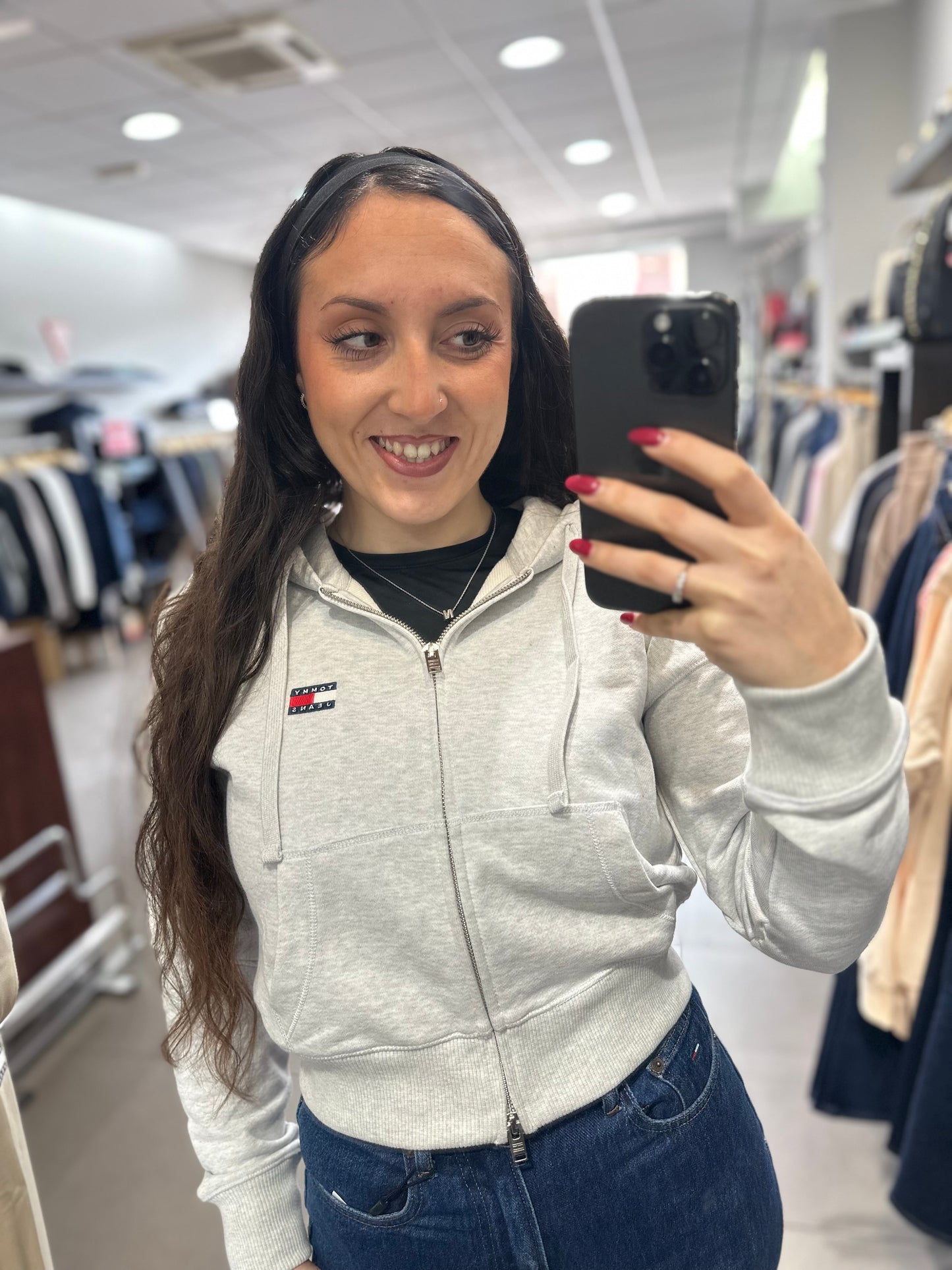 SUDADERA TOMMY GRIS CROP