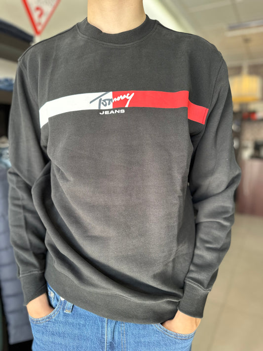 SUDADERA TOMMY NEGRA LOGO BANDA