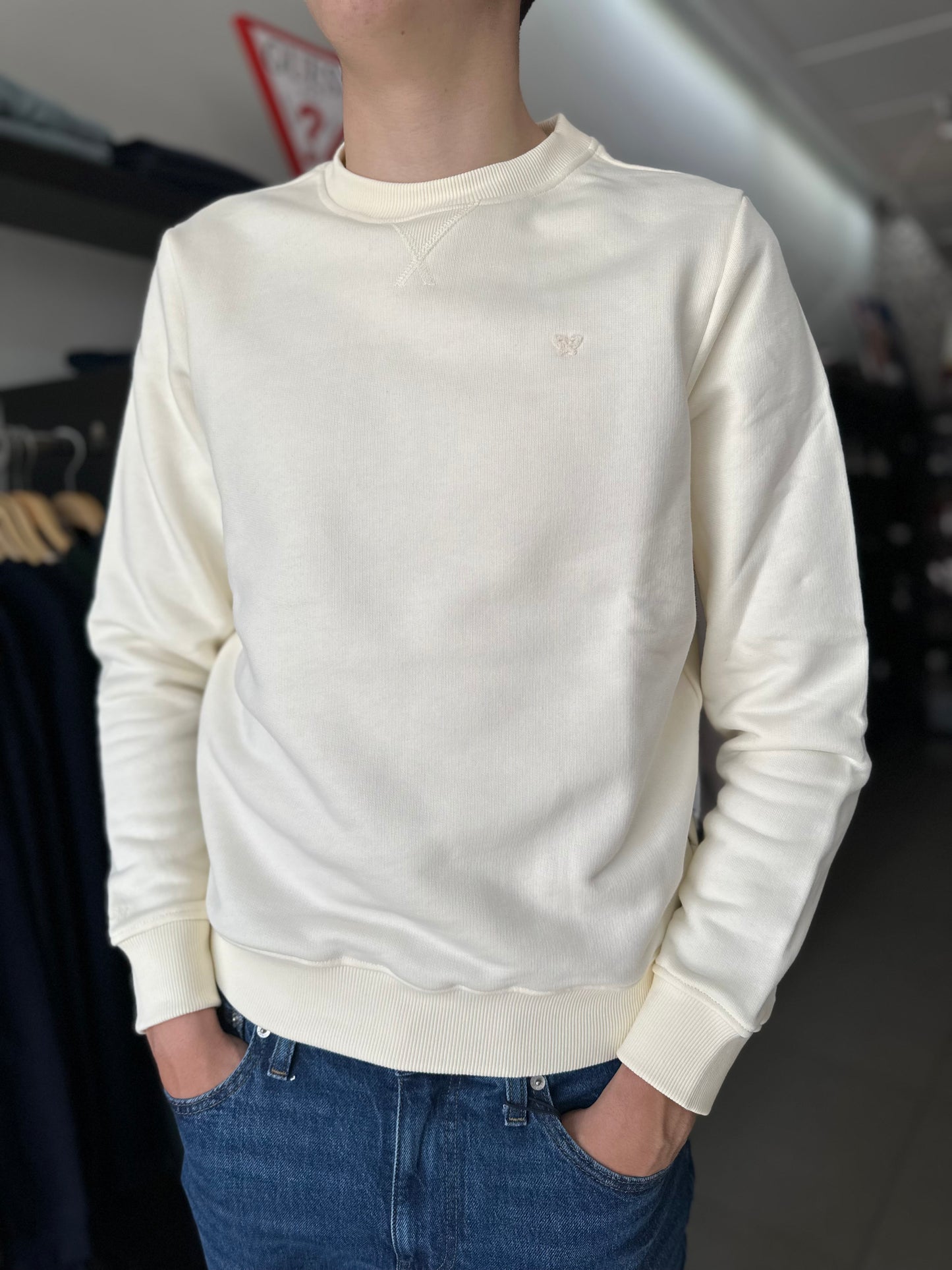 SUDADERA SILBON CREMA LOGO RIZADO
